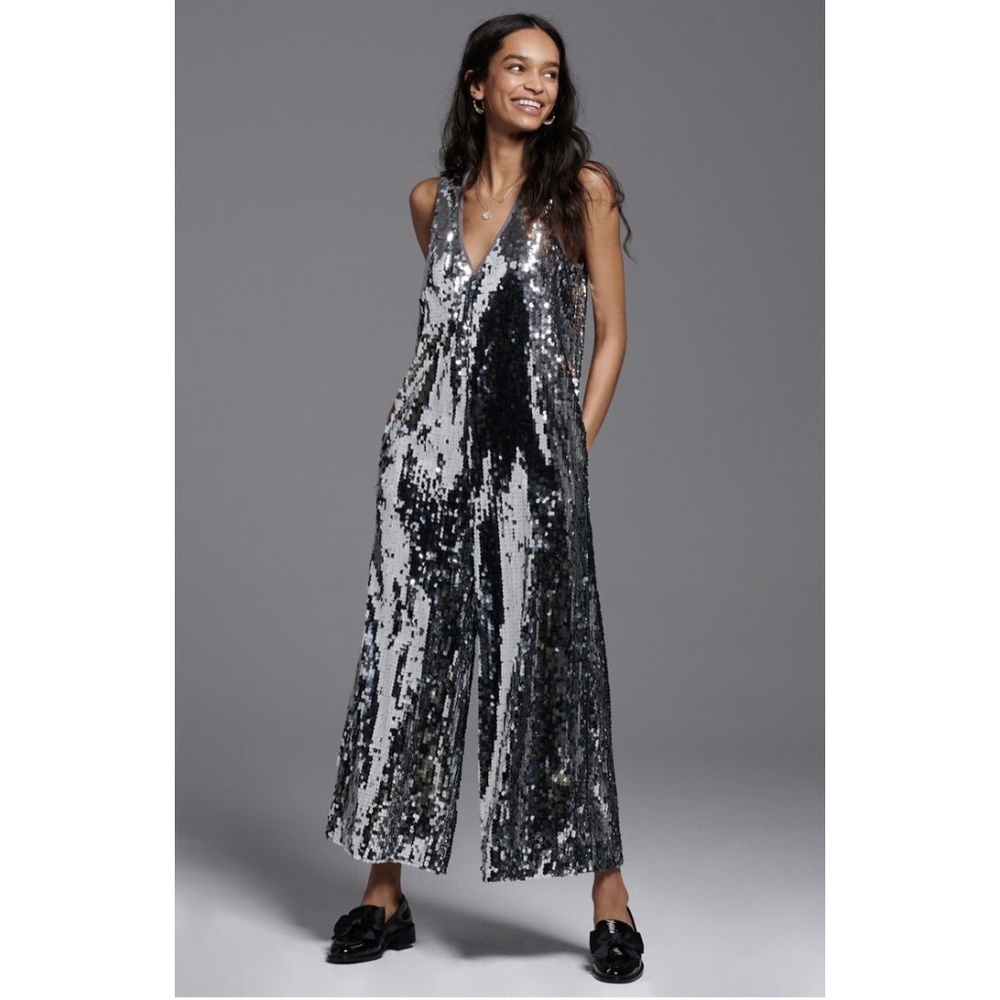 NWT! 🩶 Maeve Royale Sequined Jumpsuit, Size M
